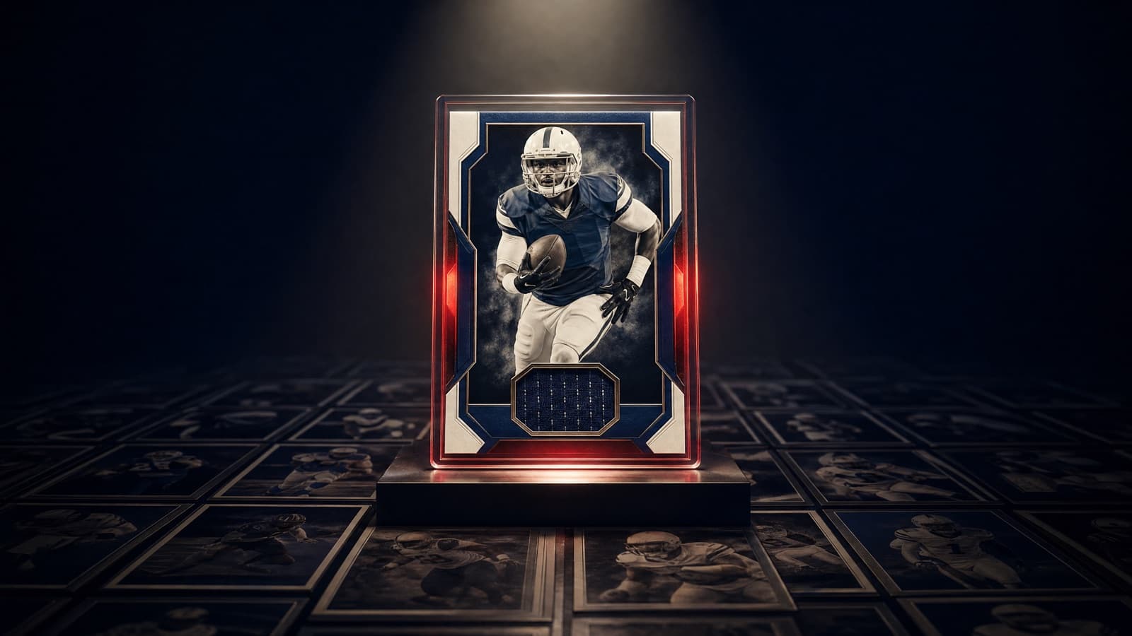 A standout rookie card glowing under a spotlight above a sea of base cards — what is a rookie card